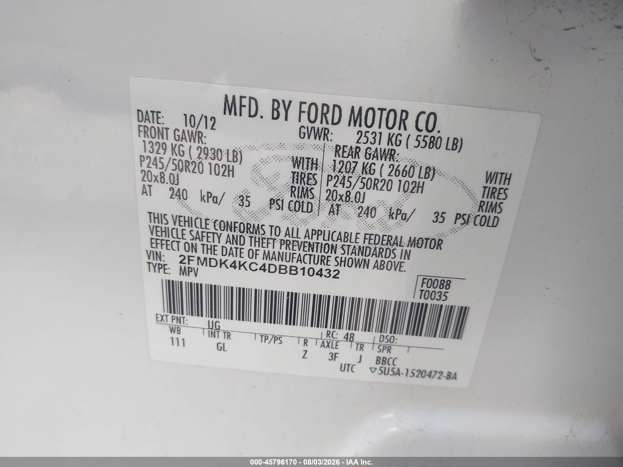 2013 Ford Edge Limited White vin: 2FMDK4KC4DBB10432
