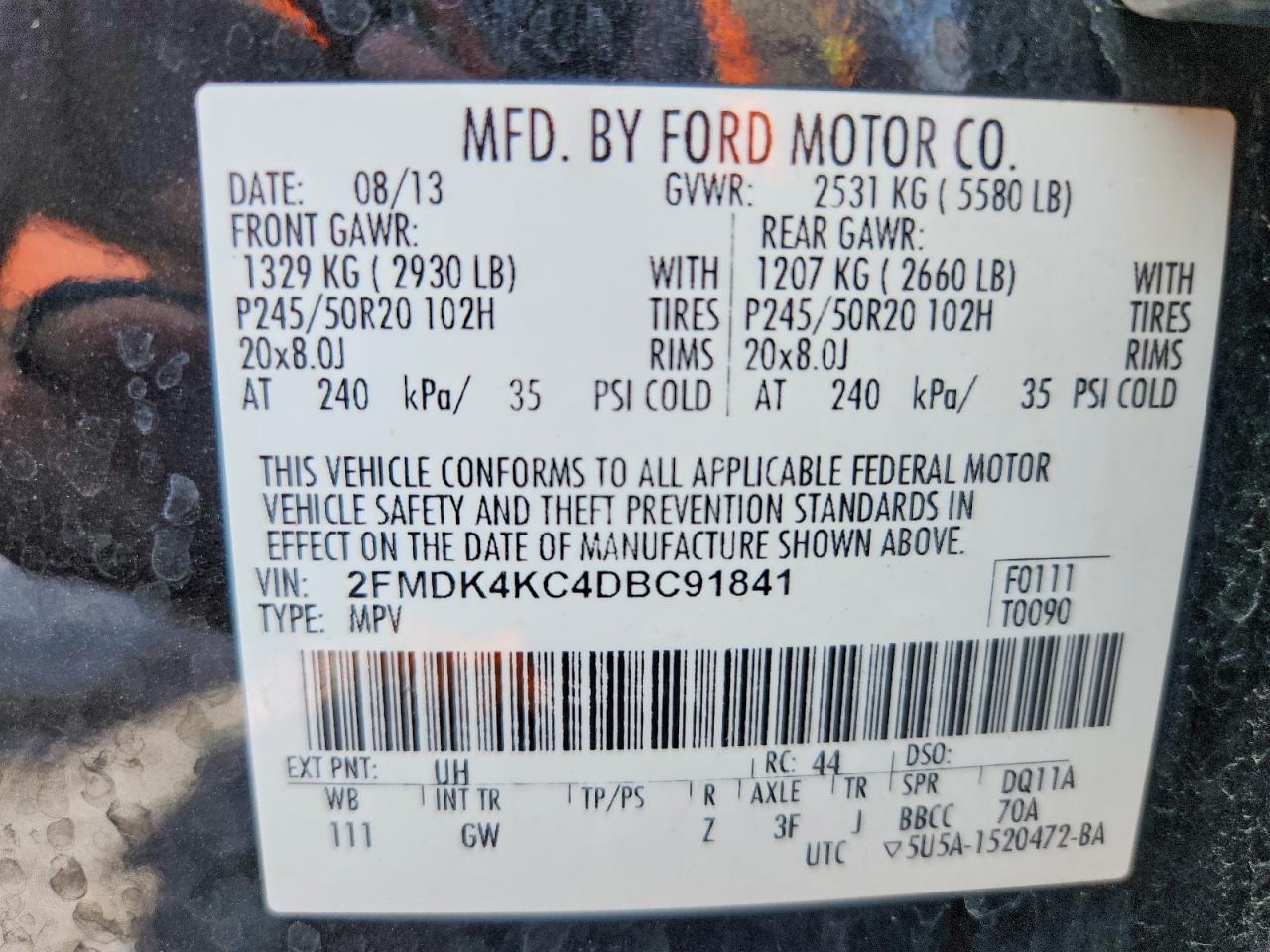 2013 Ford Edge Limited Charcoal vin: 2FMDK4KC4DBC91841