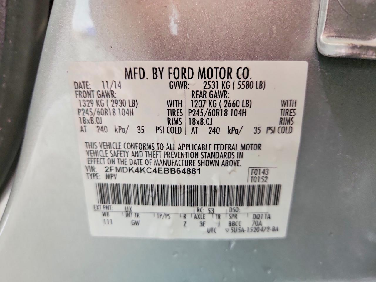 2014 Ford Edge Limited Silver vin: 2FMDK4KC4EBB64881