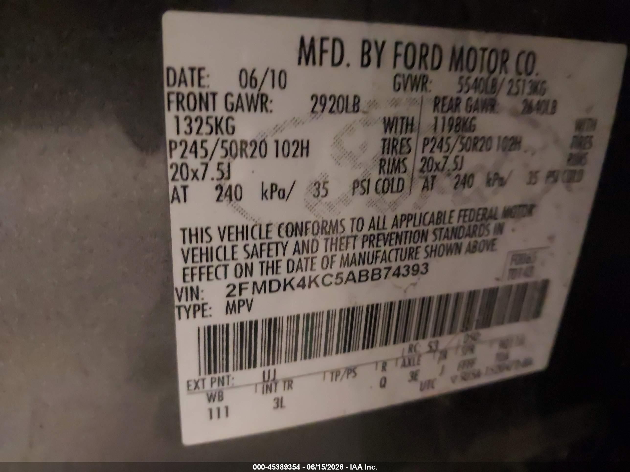 2010 Ford Edge Limited Серый vin: 2FMDK4KC5ABB74393
