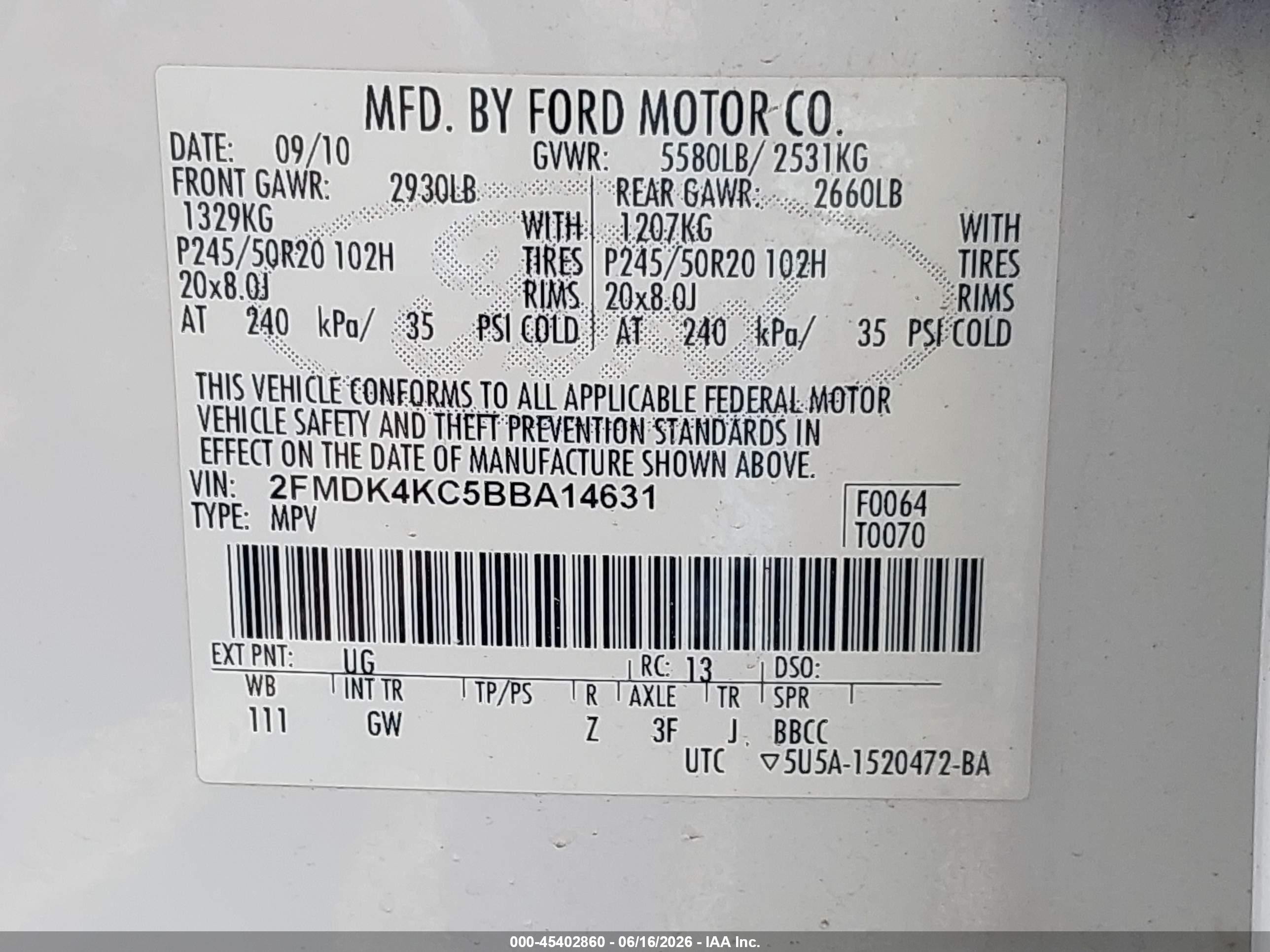 2011 Ford Edge Limited White vin: 2FMDK4KC5BBA14631