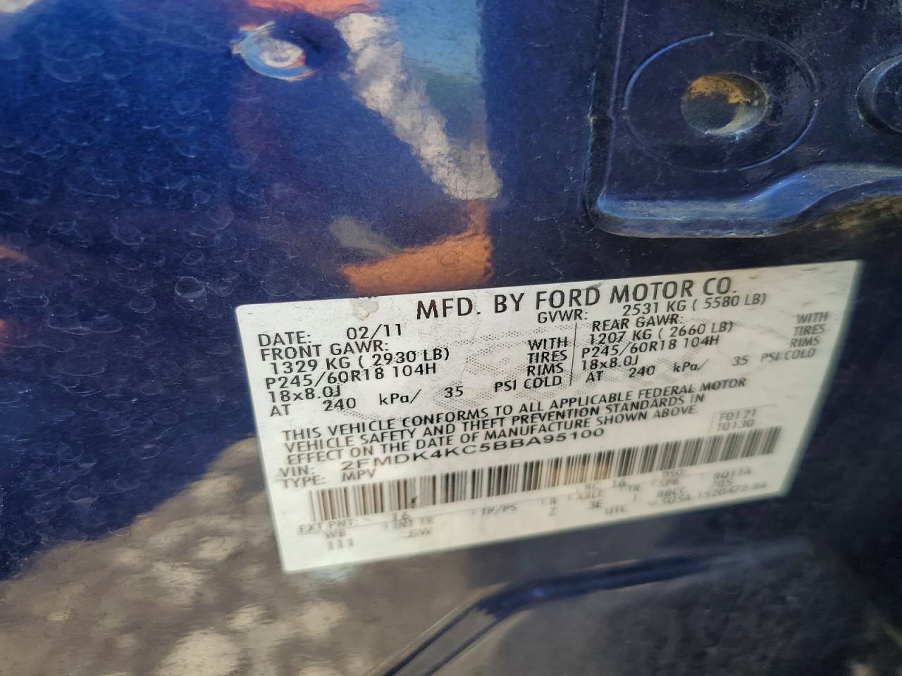 2011 Ford Edge Limited Blue vin: 2FMDK4KC5BBA95100