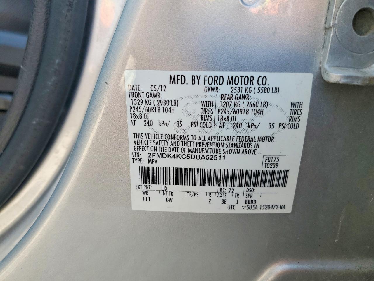 2013 Ford Edge Limited Silver vin: 2FMDK4KC5DBA52511