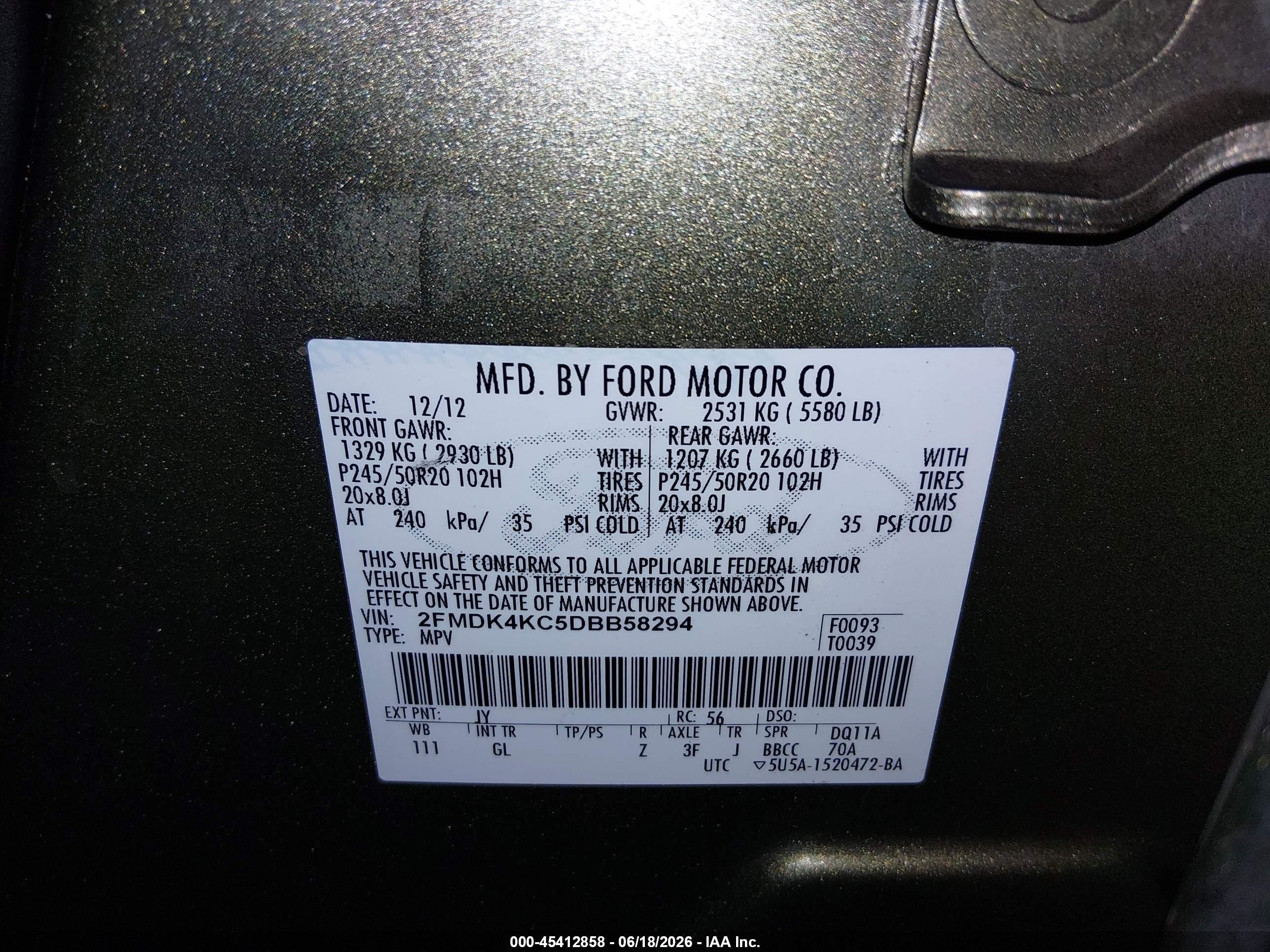 2013 Ford Edge Limited Green vin: 2FMDK4KC5DBB58294