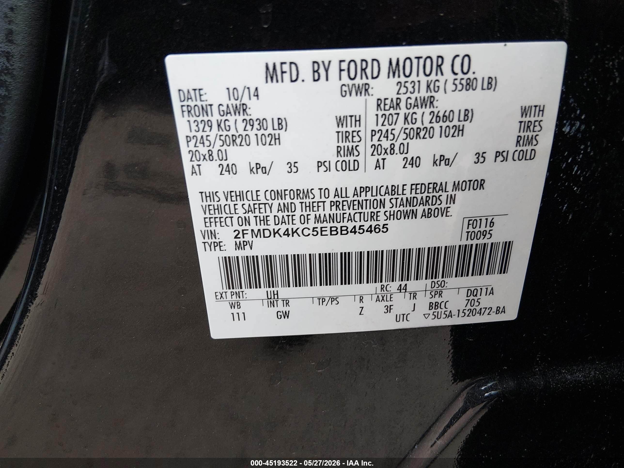 2014 Ford Edge Limited Черный vin: 2FMDK4KC5EBB45465