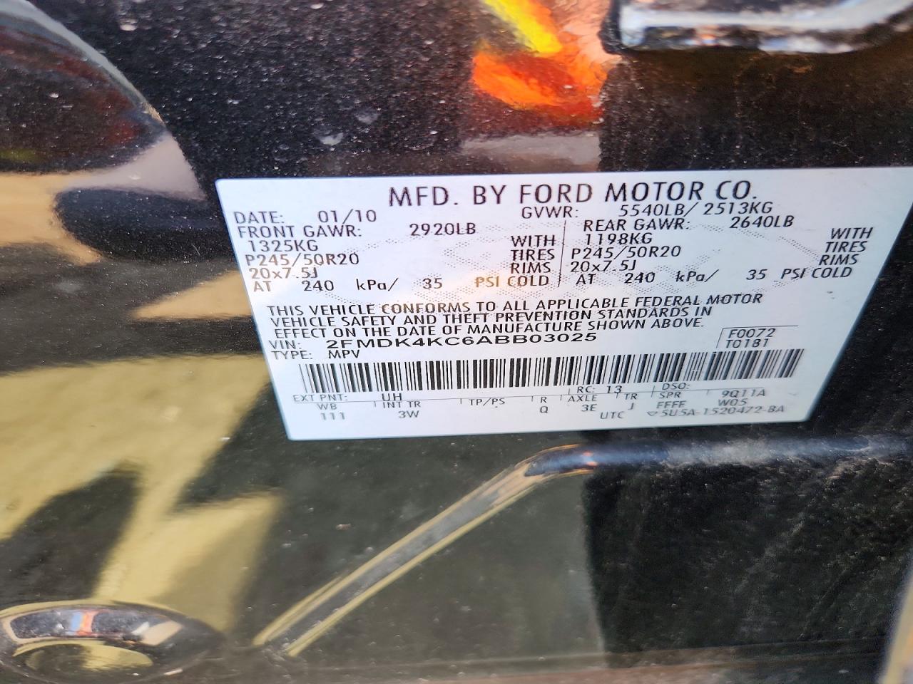 2010 Ford Edge Limited Черный vin: 2FMDK4KC6ABB03025