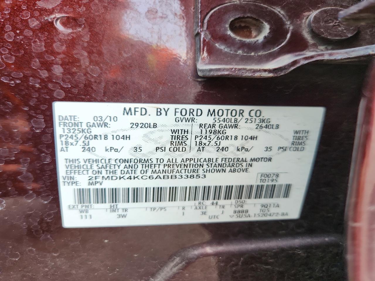 2010 Ford Edge Limited Brown vin: 2FMDK4KC6ABB33853