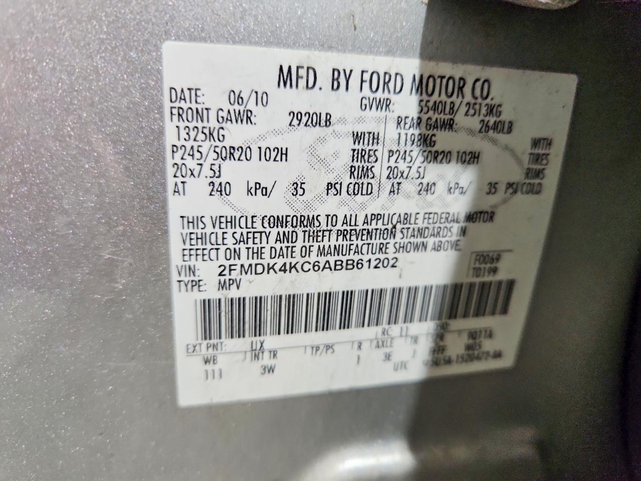 2010 Ford Edge Limited Silver vin: 2FMDK4KC6ABB61202