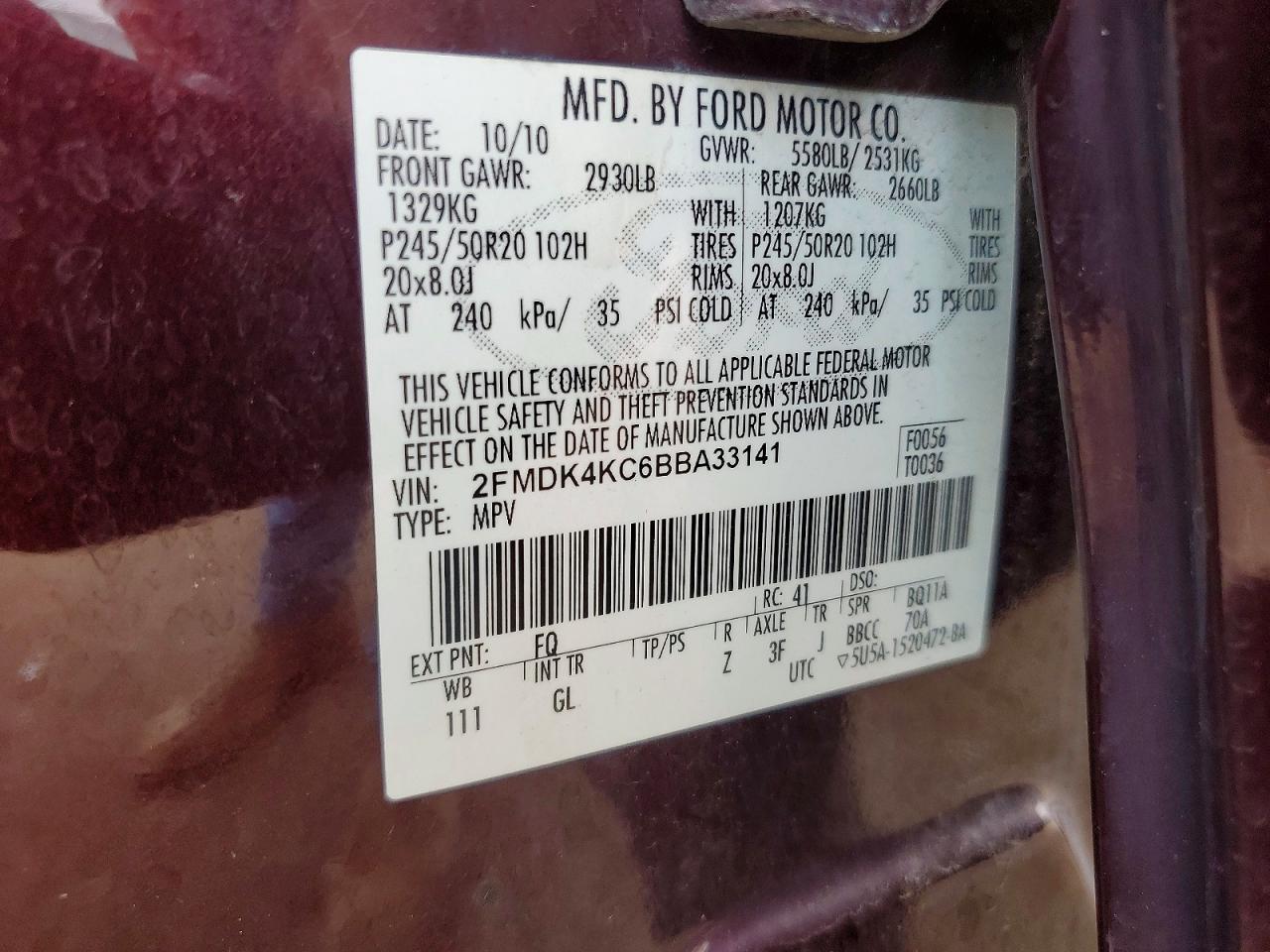 2011 Ford Edge Limited Purple vin: 2FMDK4KC6BBA33141