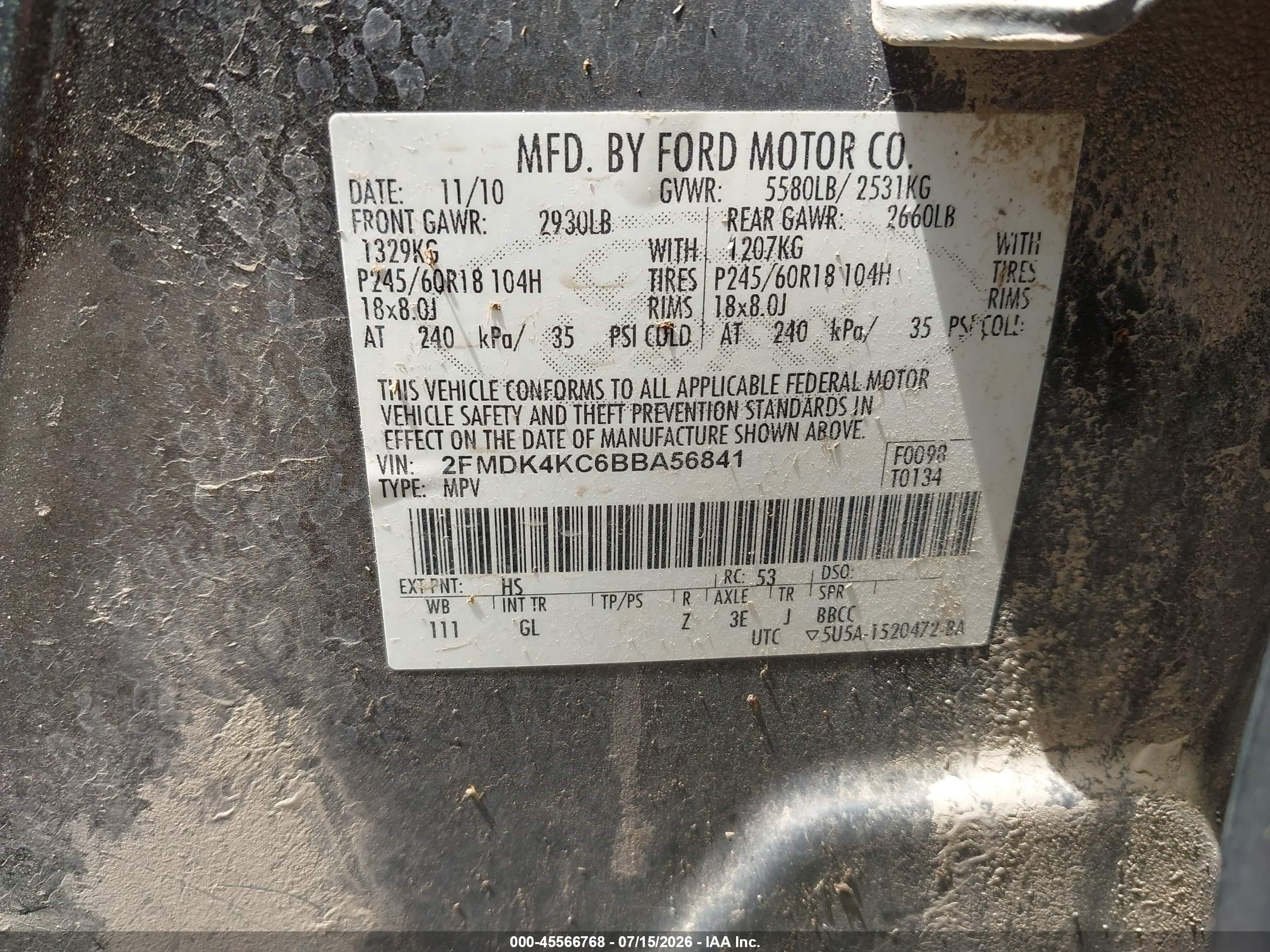 2011 Ford Edge Limited Черный vin: 2FMDK4KC6BBA56841
