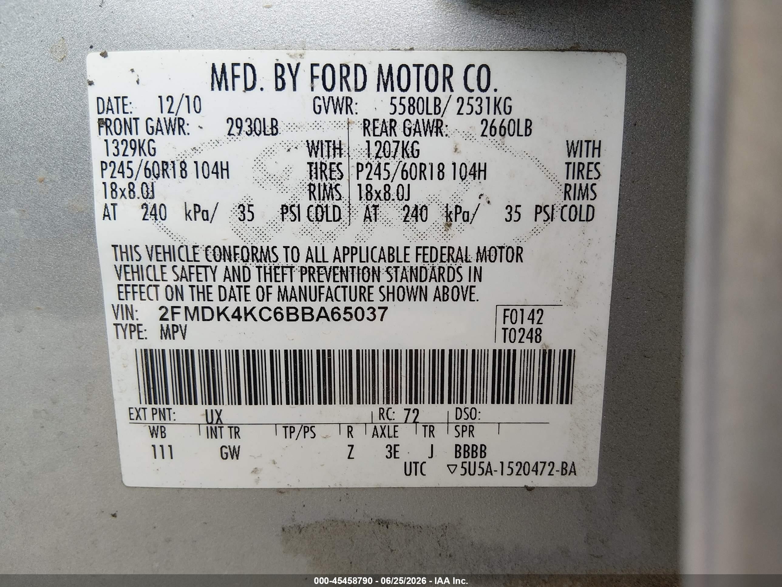 2011 Ford Edge Limited Silver vin: 2FMDK4KC6BBA65037