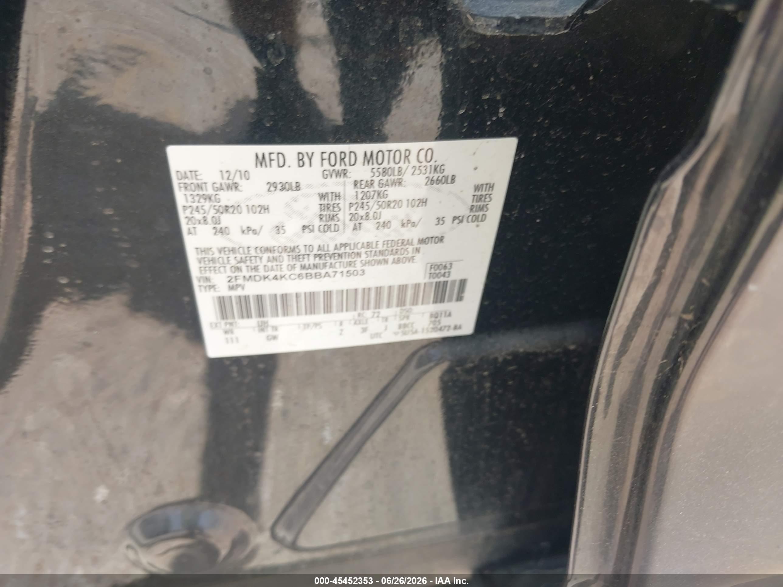 2011 Ford Edge Limited Black vin: 2FMDK4KC6BBA71503