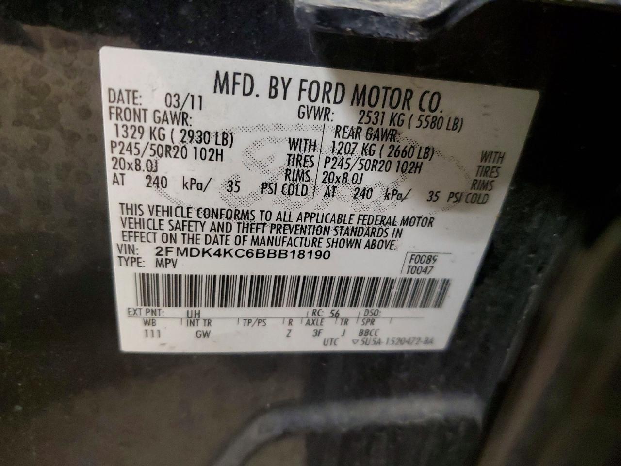 2011 Ford Edge Limited Black vin: 2FMDK4KC6BBB18190