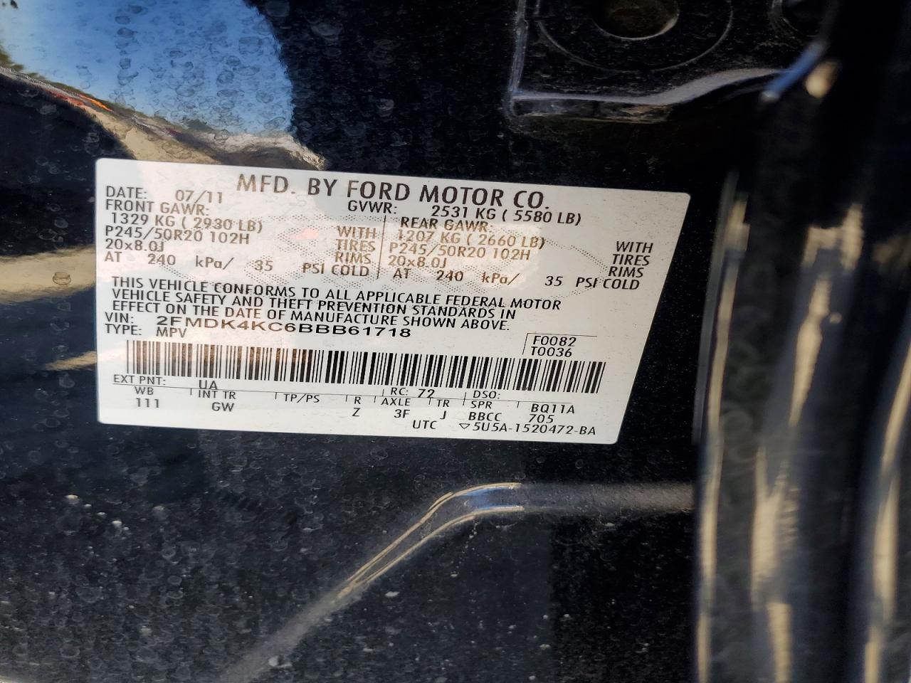 2011 Ford Edge Limited Black vin: 2FMDK4KC6BBB61718