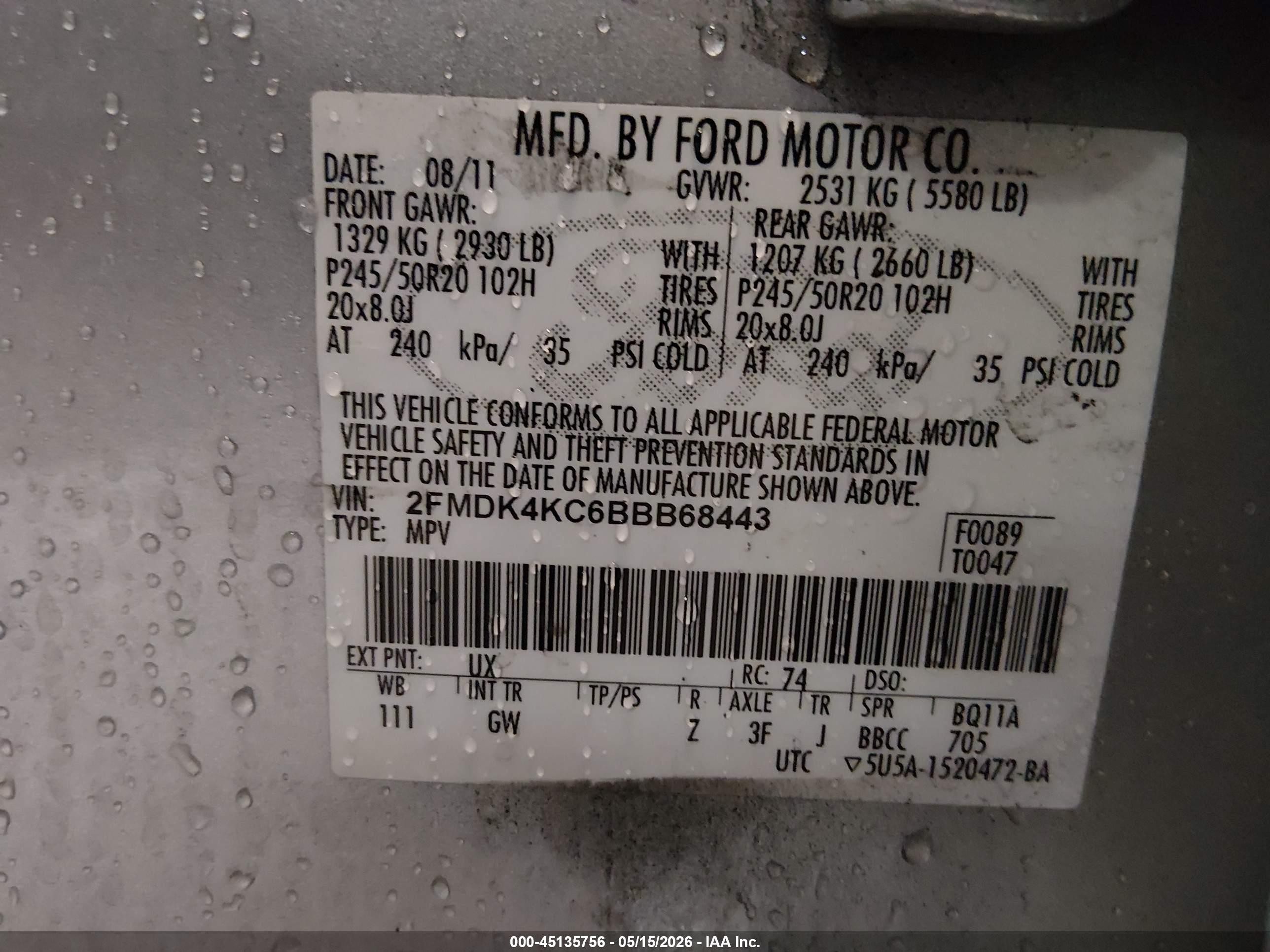 2011 Ford Edge Limited Gray vin: 2FMDK4KC6BBB68443