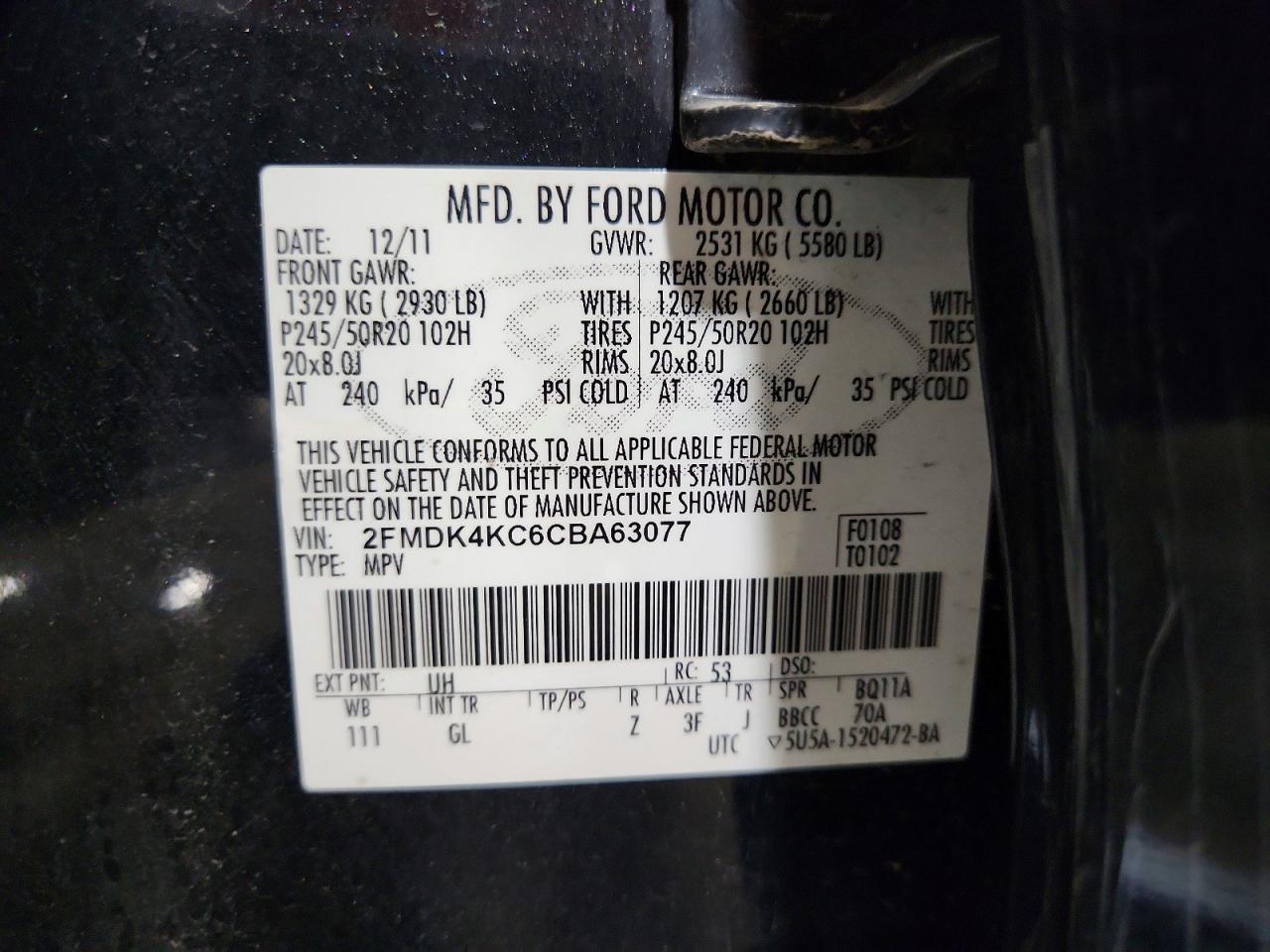 2012 Ford Edge Limited Black vin: 2FMDK4KC6CBA63077
