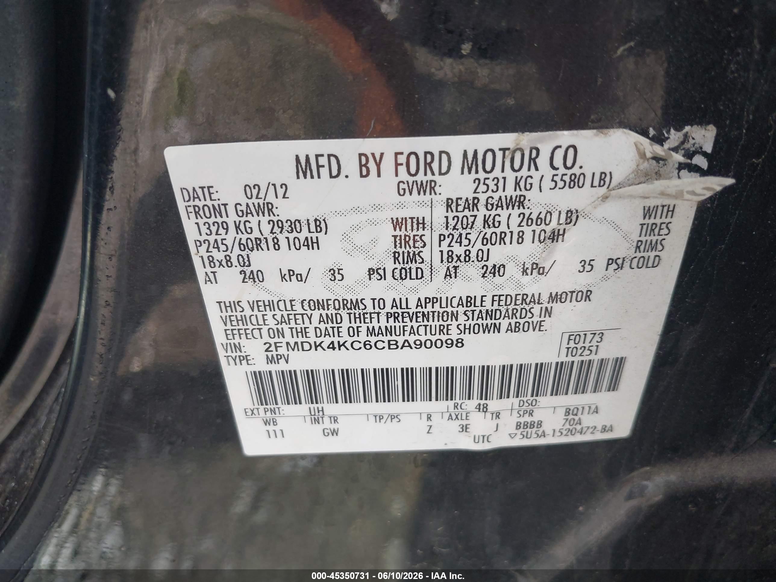 2012 Ford Edge Limited Black vin: 2FMDK4KC6CBA90098
