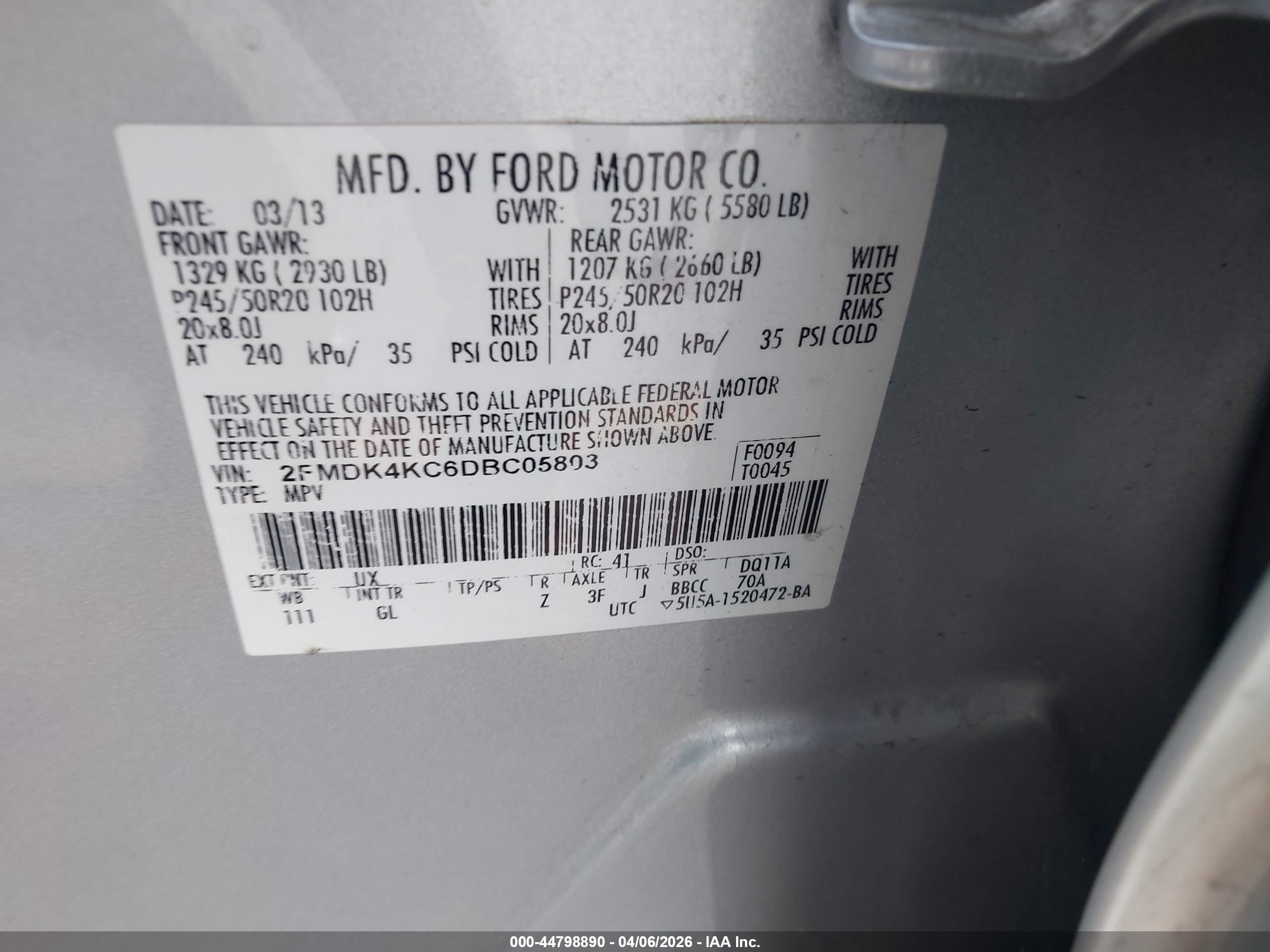 2013 Ford Edge Limited Gray vin: 2FMDK4KC6DBC05803