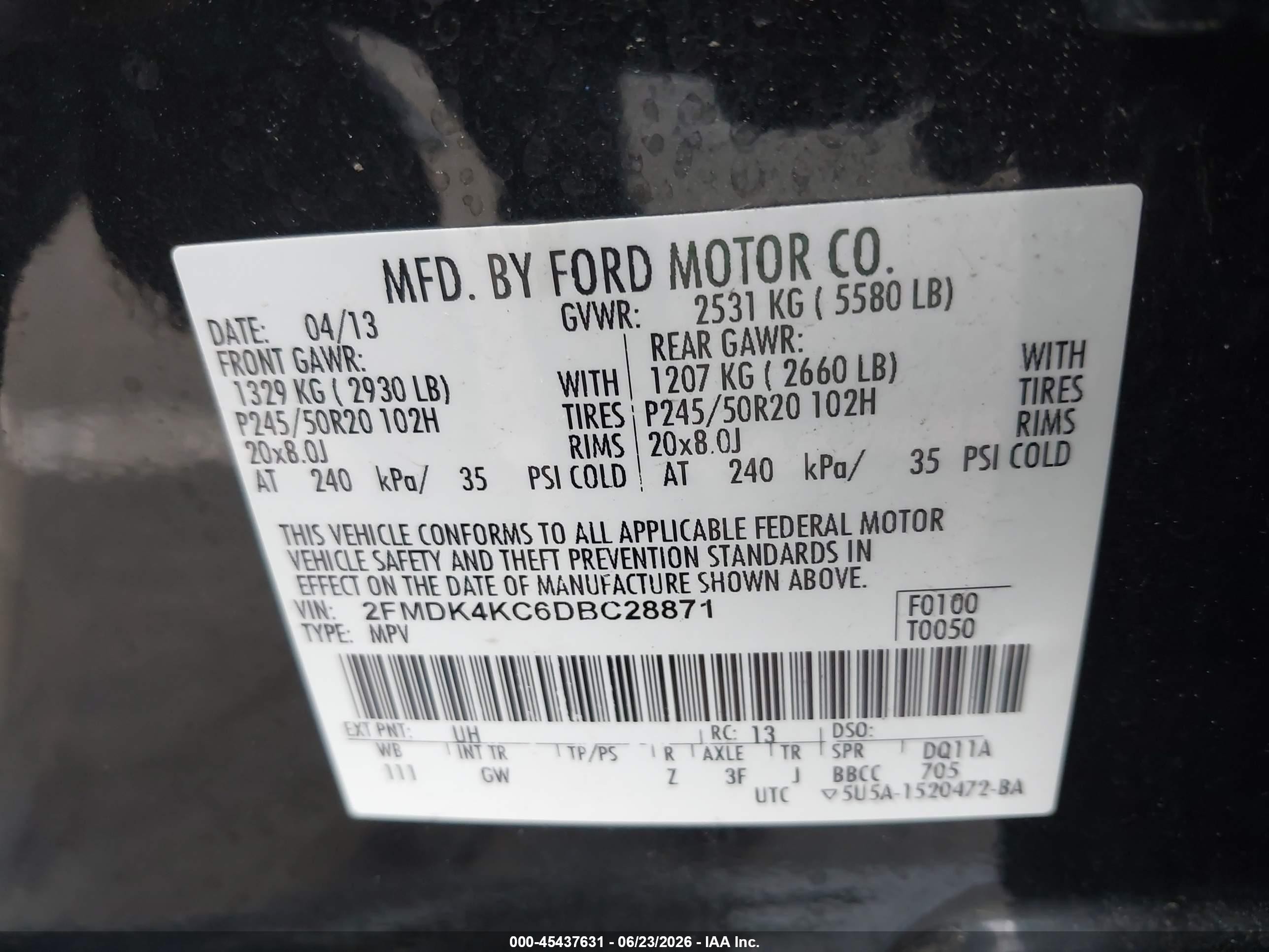 2013 Ford Edge Limited Черный vin: 2FMDK4KC6DBC28871