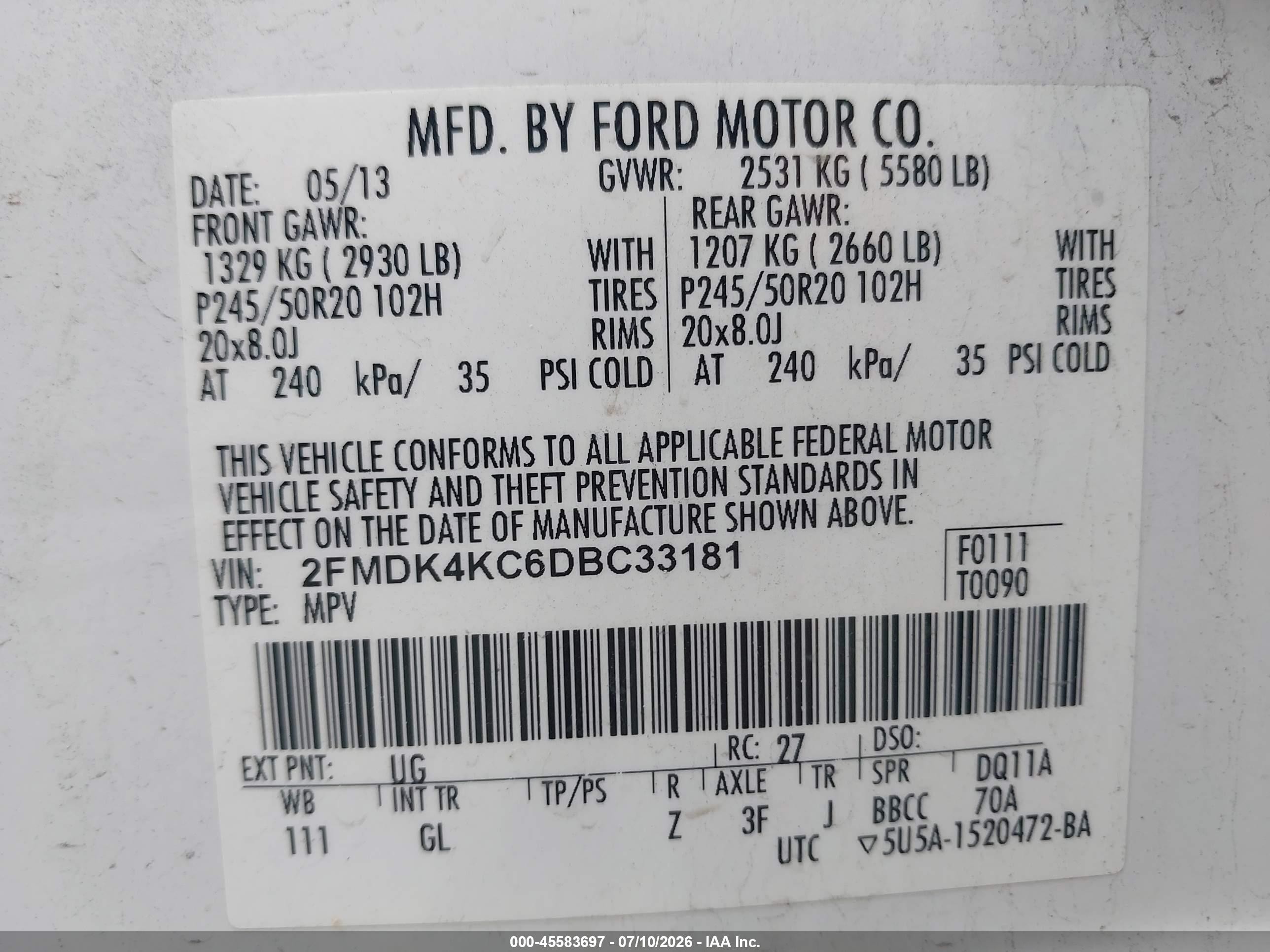 2013 Ford Edge Limited White vin: 2FMDK4KC6DBC33181