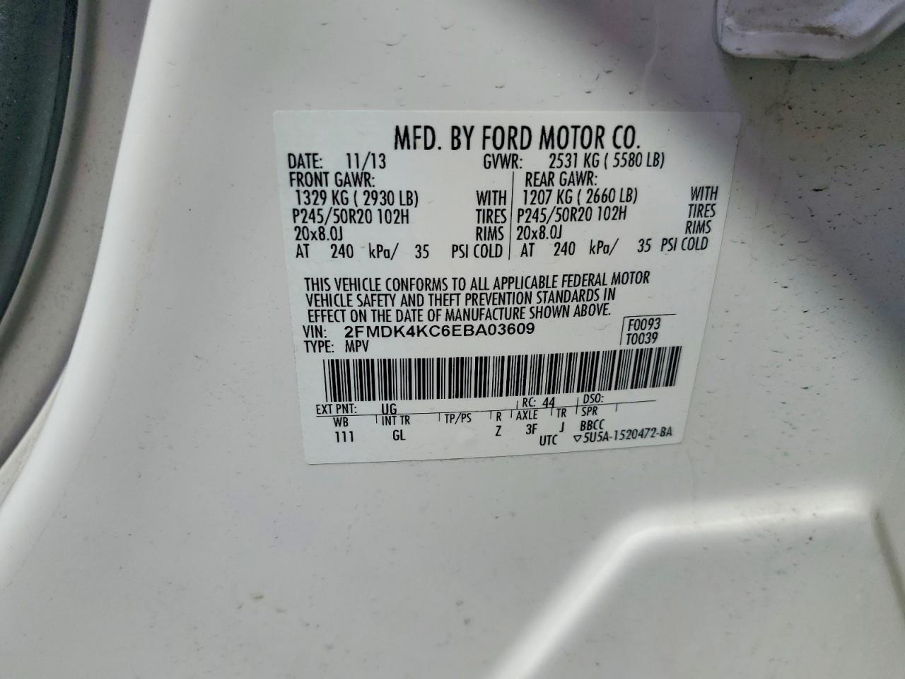 2014 Ford Edge Limited White vin: 2FMDK4KC6EBA03609