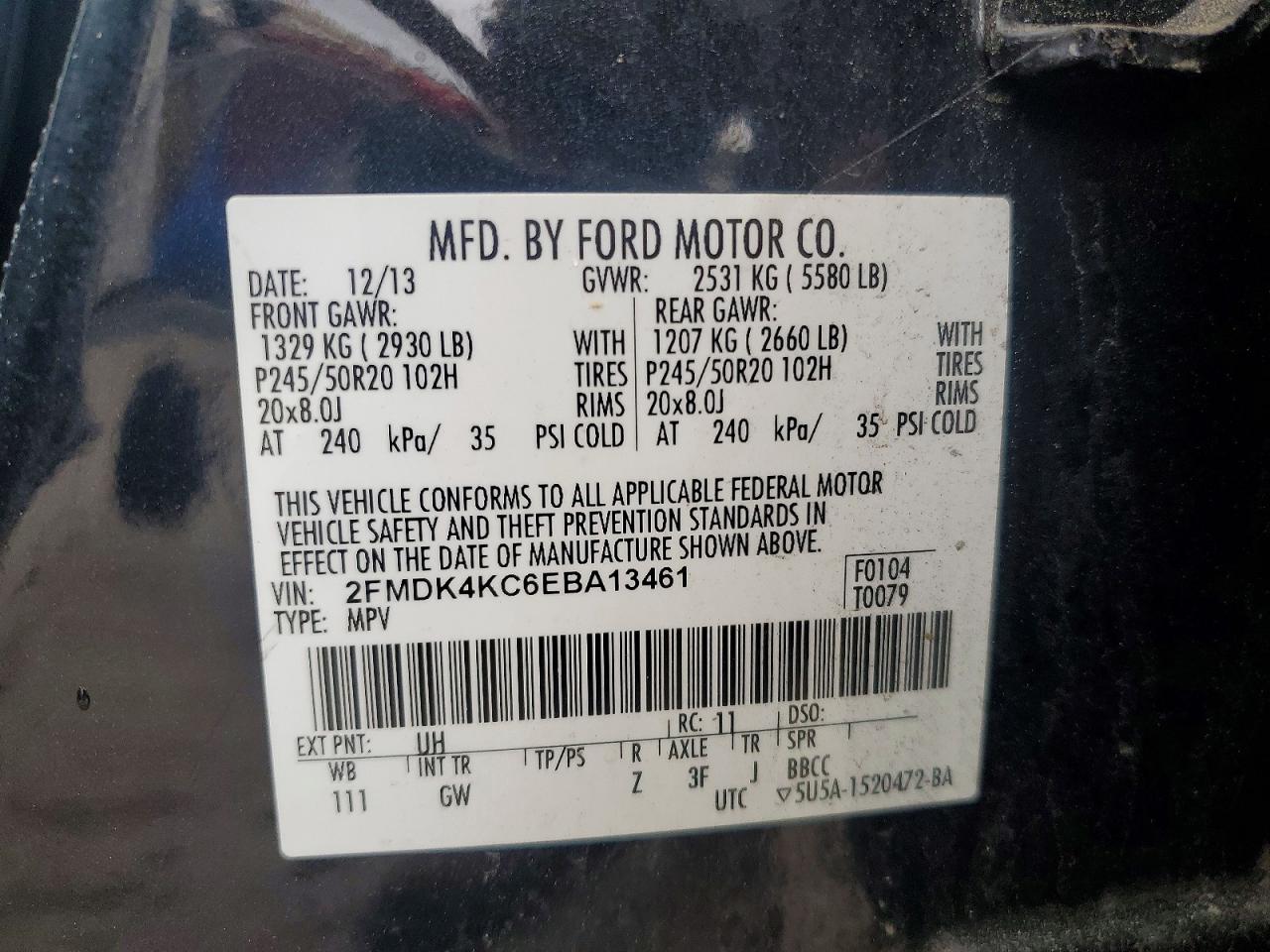 2014 Ford Edge Limited Черный vin: 2FMDK4KC6EBA13461