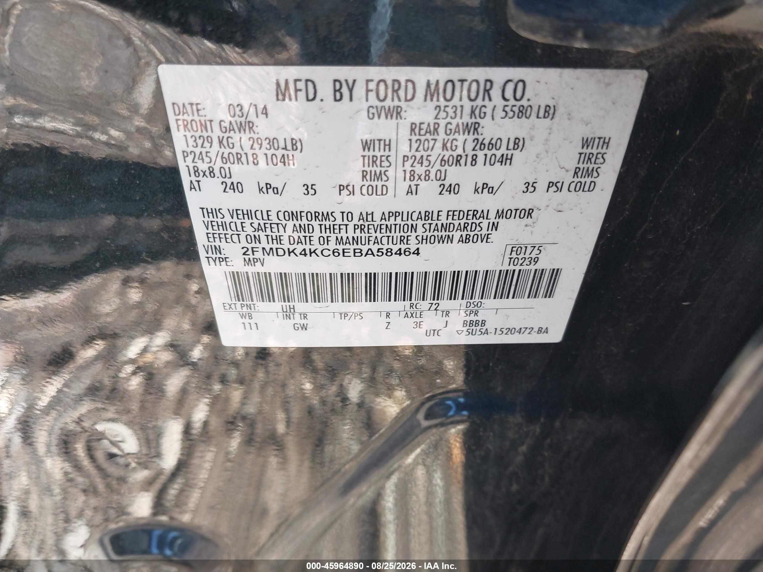 2014 Ford Edge Limited Black vin: 2FMDK4KC6EBA58464