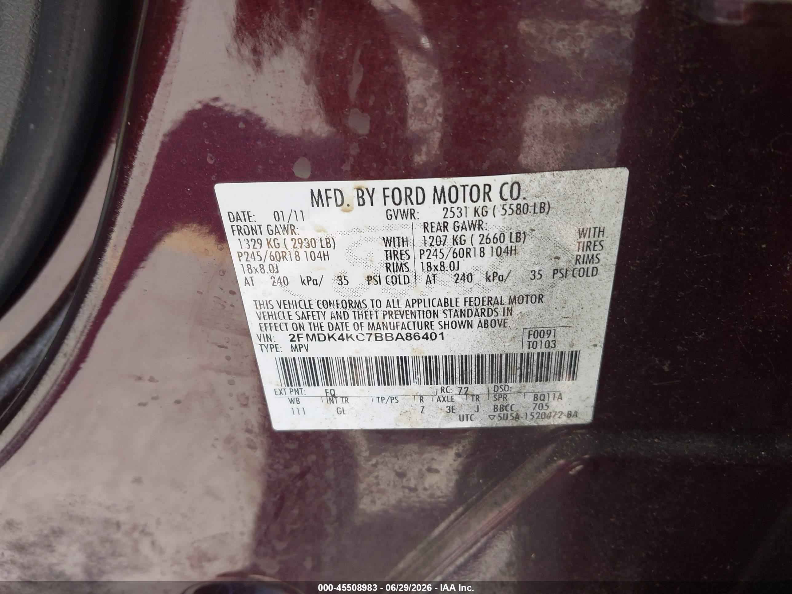 2011 Ford Edge Limited Maroon vin: 2FMDK4KC7BBA86401