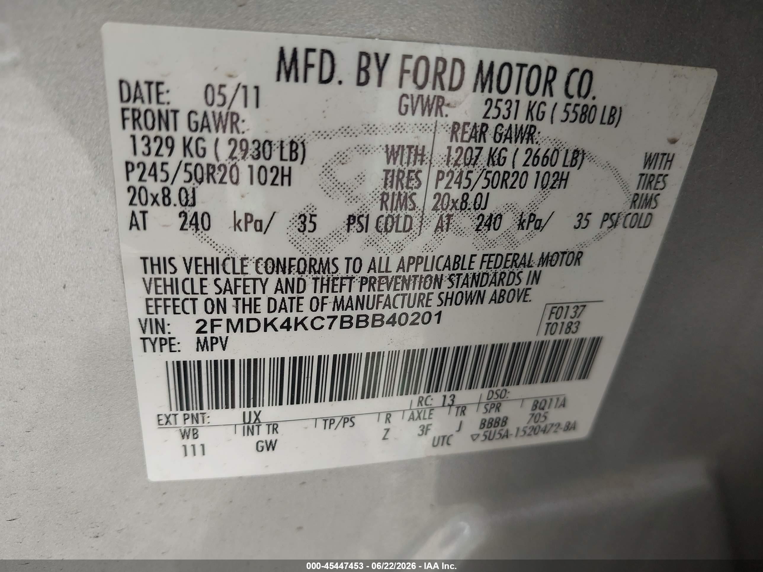 2011 Ford Edge Limited Silver vin: 2FMDK4KC7BBB40201