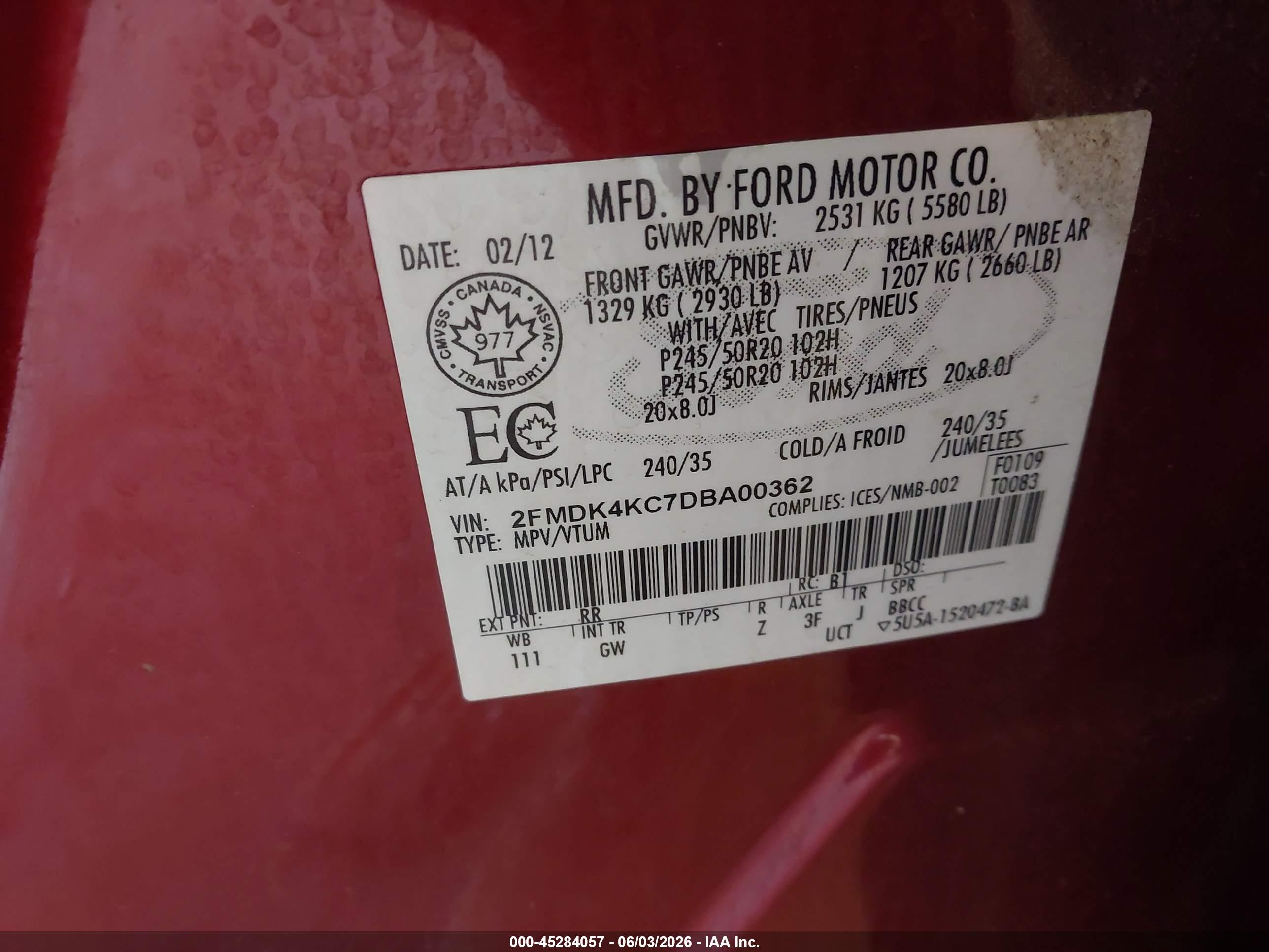 2013 Ford Edge Limited Red vin: 2FMDK4KC7DBA00362