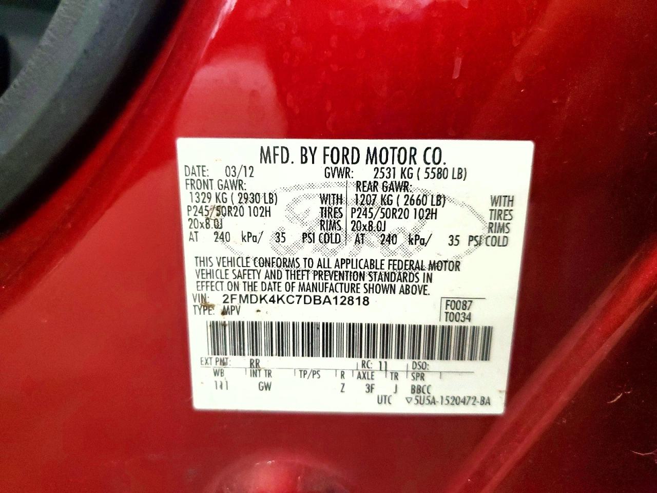 2013 Ford Edge Limited Red vin: 2FMDK4KC7DBA12818