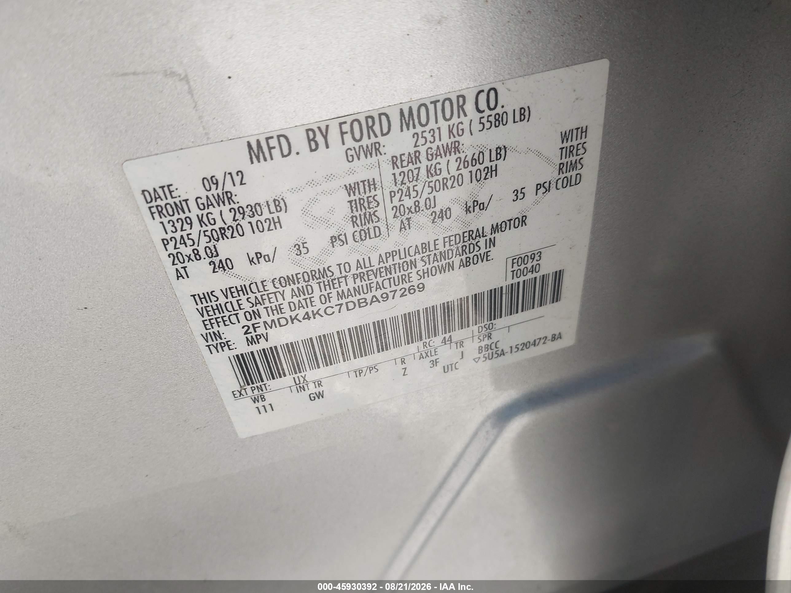 2013 Ford Edge Limited Серебряный vin: 2FMDK4KC7DBA97269