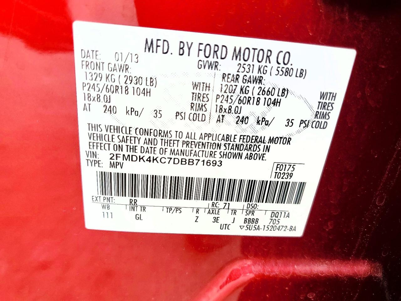 2013 Ford Edge Limited Red vin: 2FMDK4KC7DBB71693