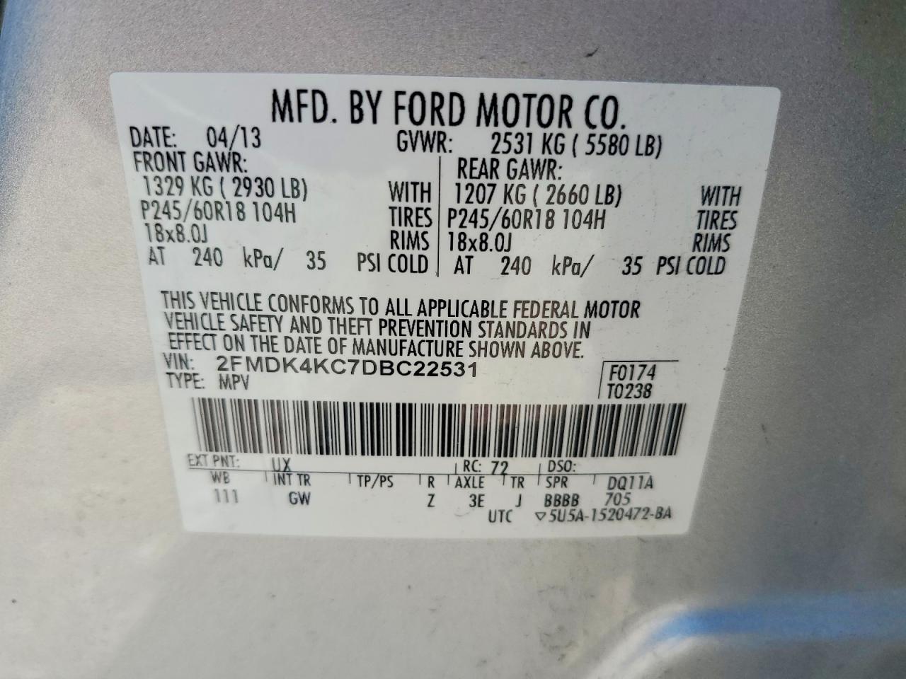2013 Ford Edge Limited Silver vin: 2FMDK4KC7DBC22531