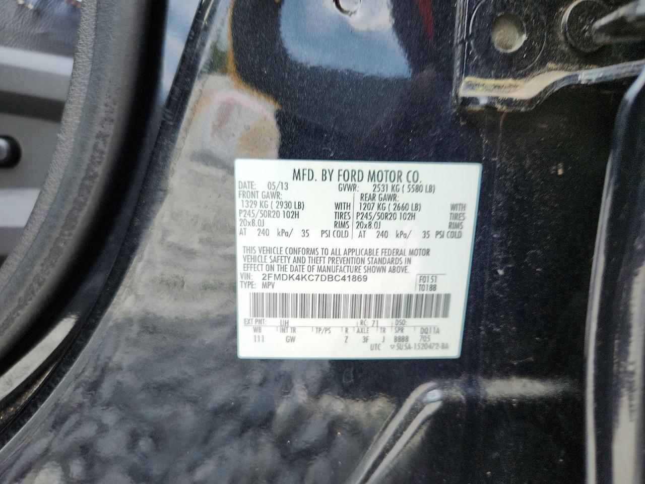 2013 Ford Edge Limited Черный vin: 2FMDK4KC7DBC41869