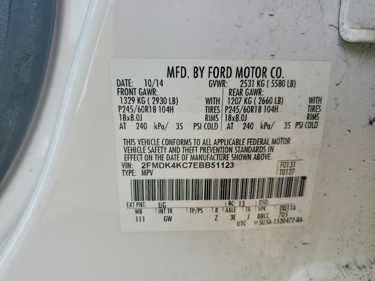 2014 Ford Edge Limited White vin: 2FMDK4KC7EBB51123