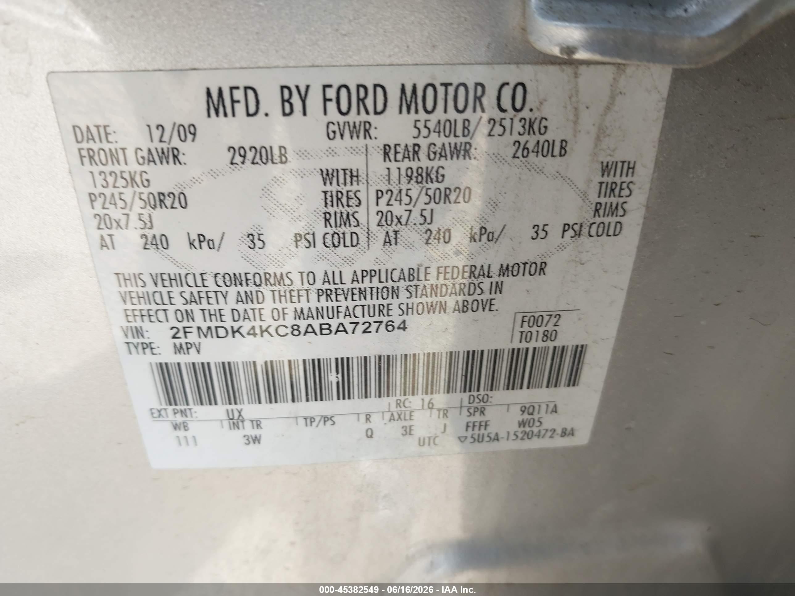 2010 Ford Edge Limited Silver vin: 2FMDK4KC8ABA72764