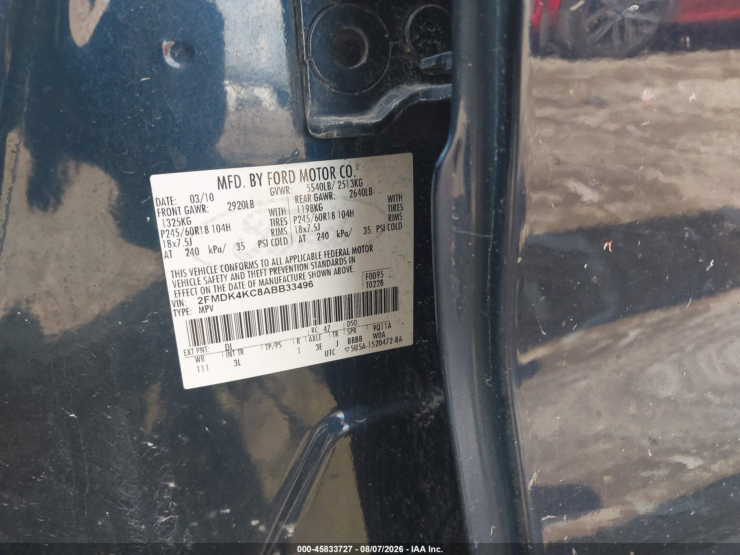 2010 Ford Edge Limited Black vin: 2FMDK4KC8ABB33496