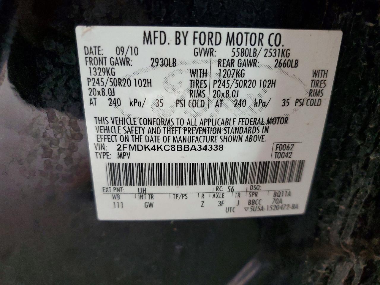 2011 Ford Edge Limited Черный vin: 2FMDK4KC8BBA34338