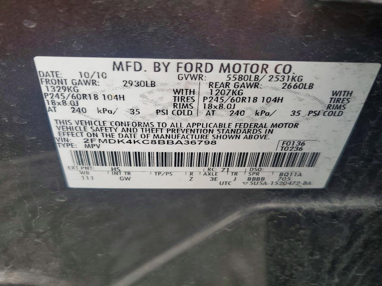2011 Ford Edge Limited Brown vin: 2FMDK4KC8BBA36798