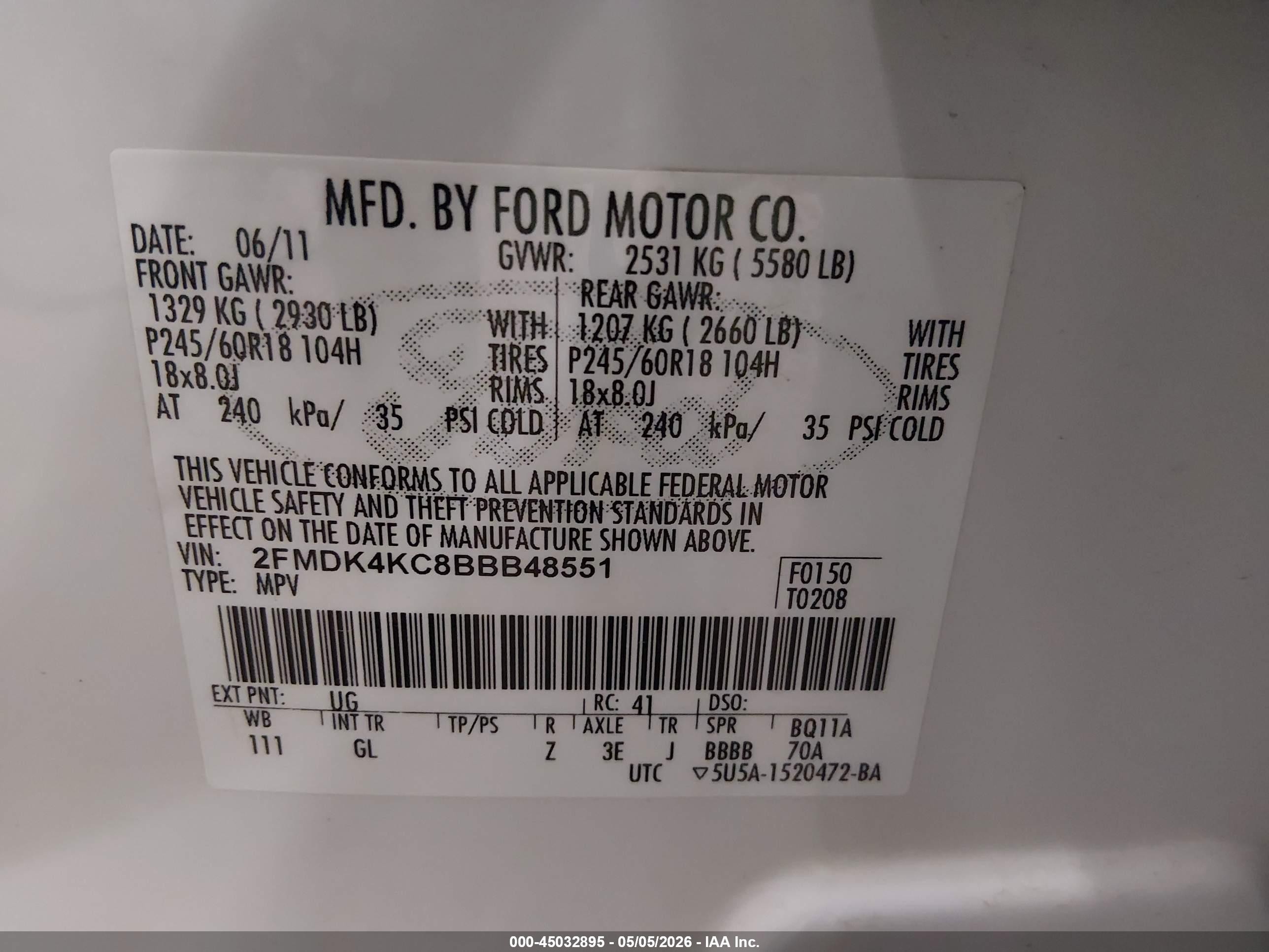 2011 Ford Edge Limited White vin: 2FMDK4KC8BBB48551