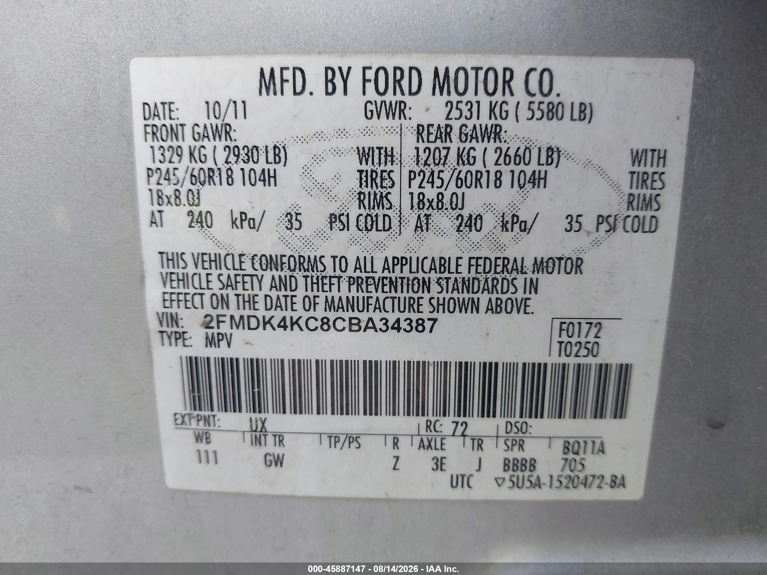 2012 Ford Edge Limited Silver vin: 2FMDK4KC8CBA34387