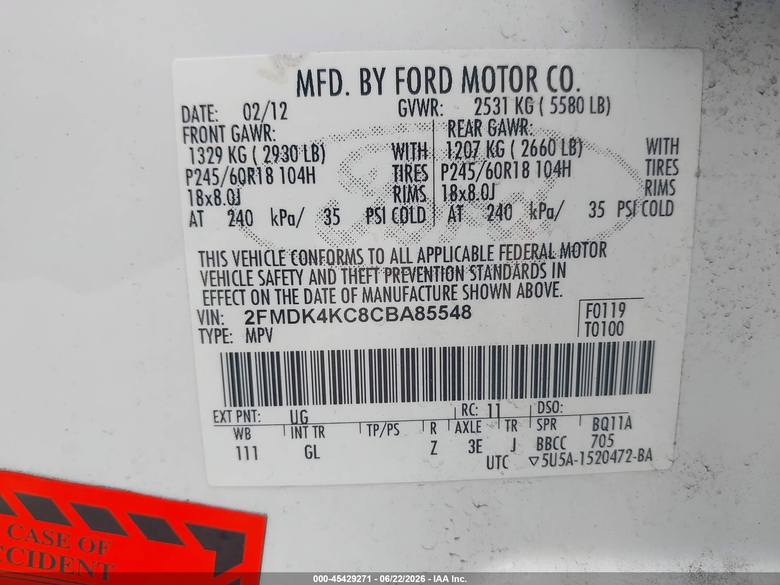 2012 Ford Edge Limited White vin: 2FMDK4KC8CBA85548