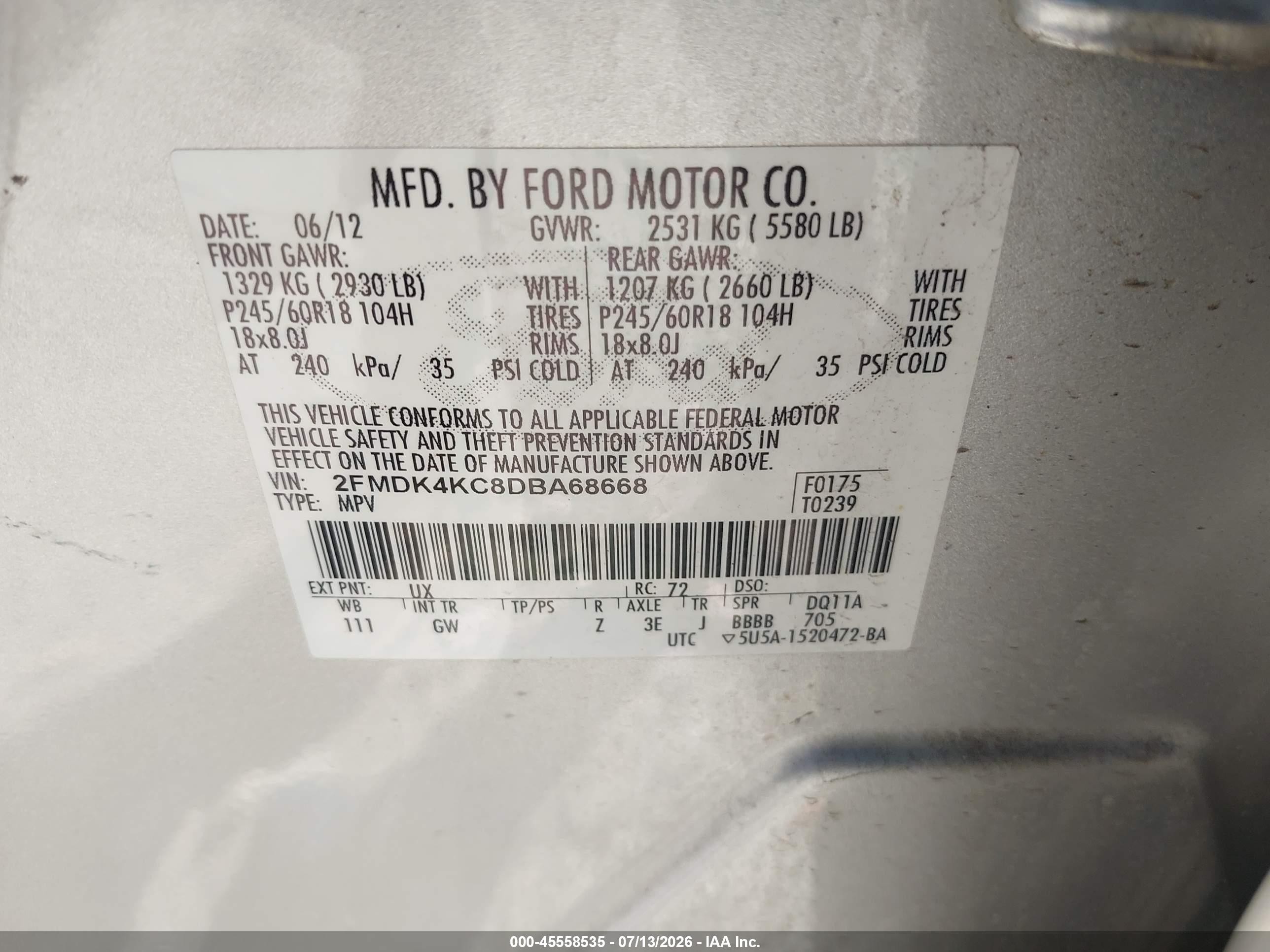 2013 Ford Edge Limited Silver vin: 2FMDK4KC8DBA68668