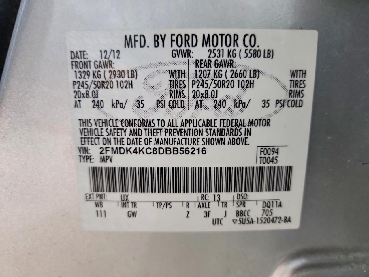 2013 Ford Edge Limited Silver vin: 2FMDK4KC8DBB56216