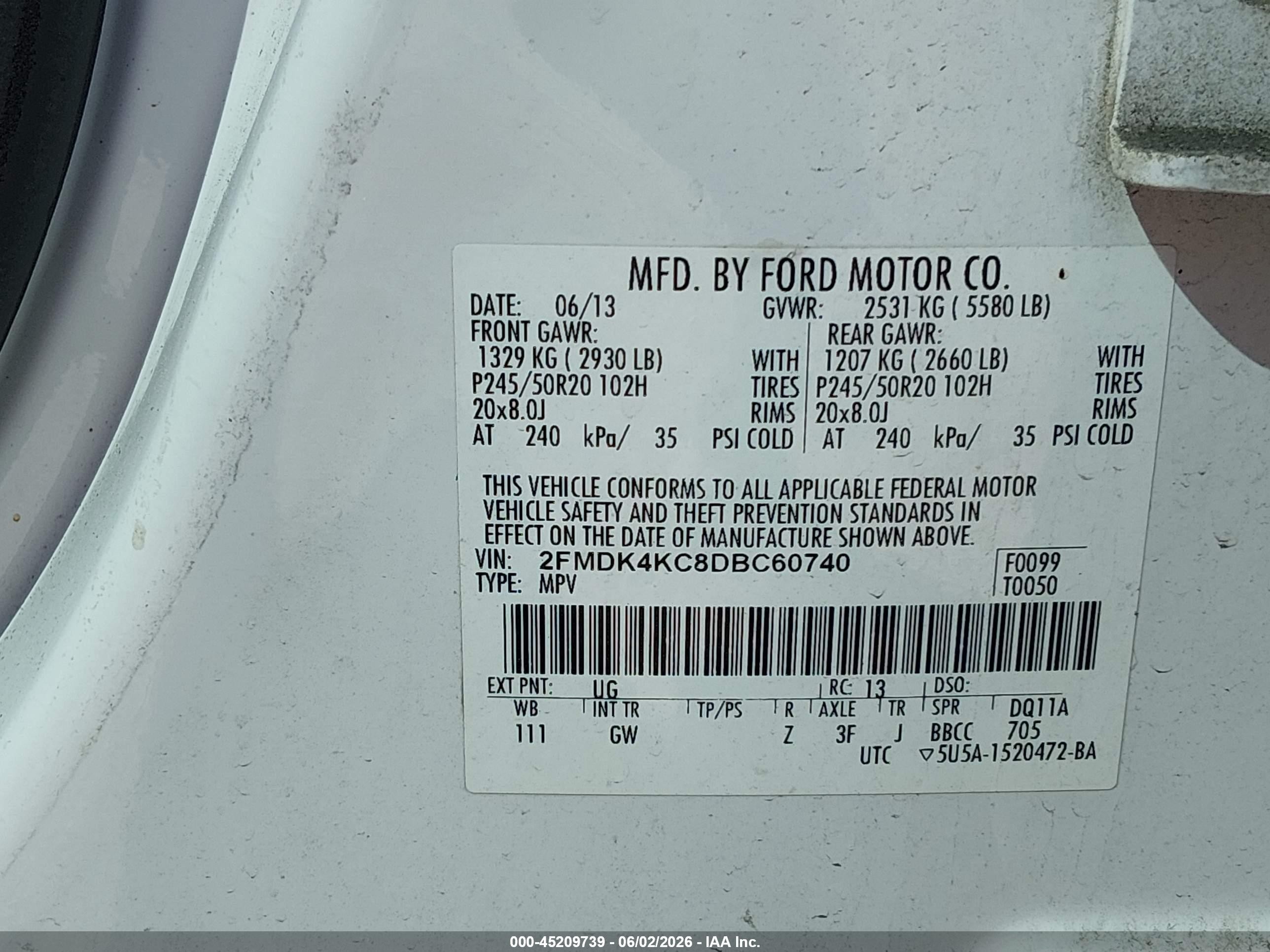 2013 Ford Edge Limited White vin: 2FMDK4KC8DBC60740