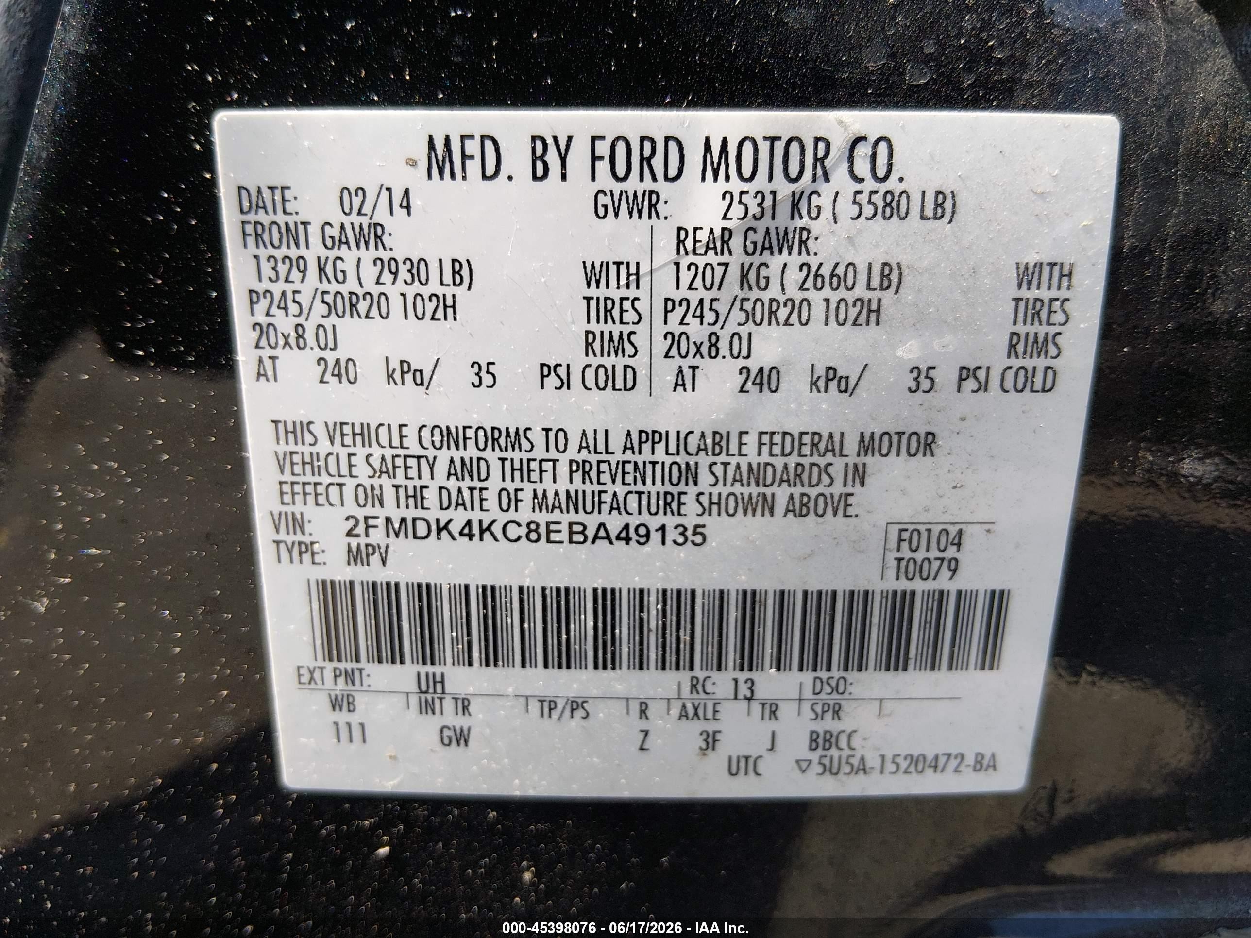 2014 Ford Edge Limited Black vin: 2FMDK4KC8EBA49135