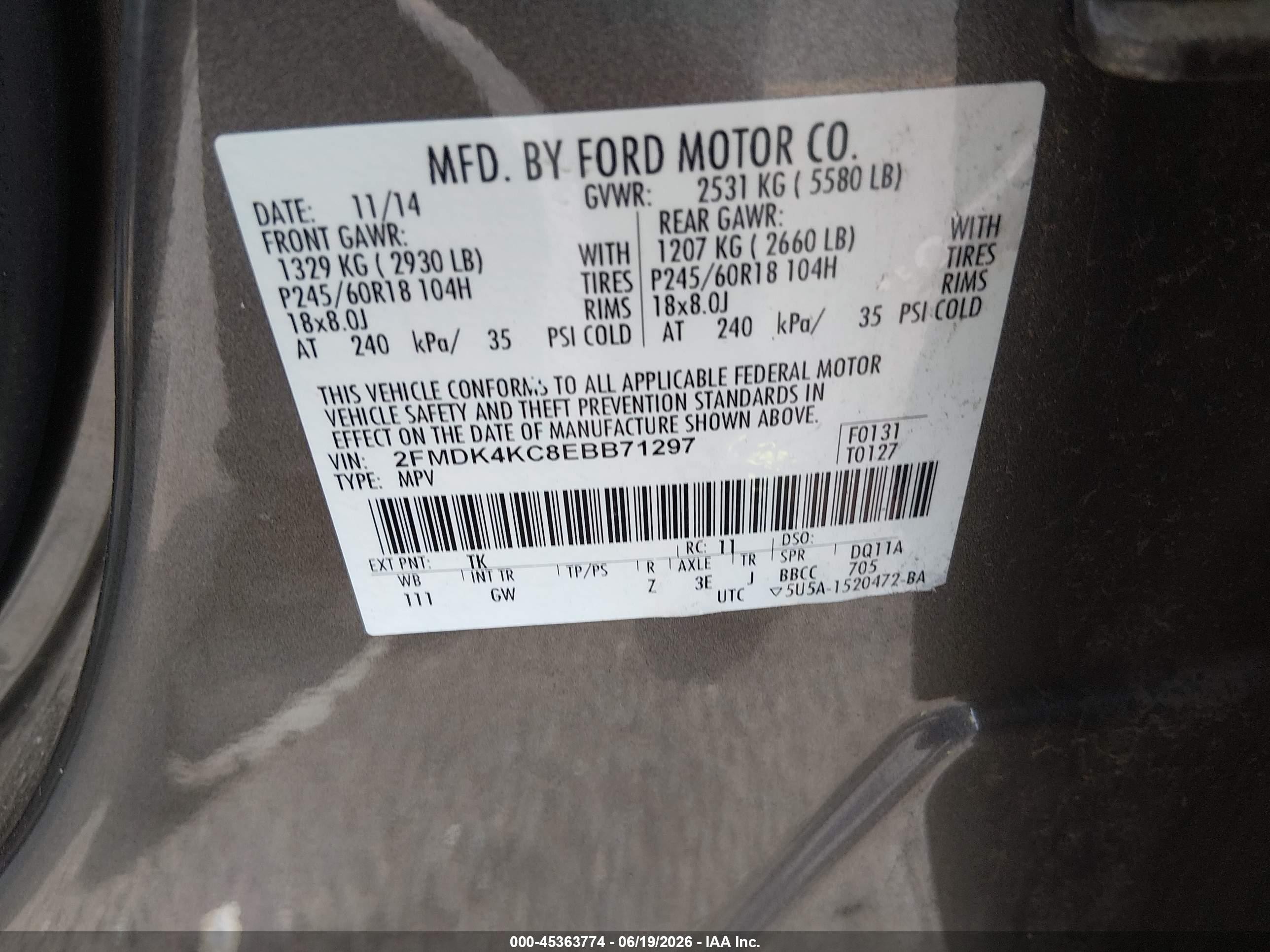 2014 Ford Edge Limited Gray vin: 2FMDK4KC8EBB71297