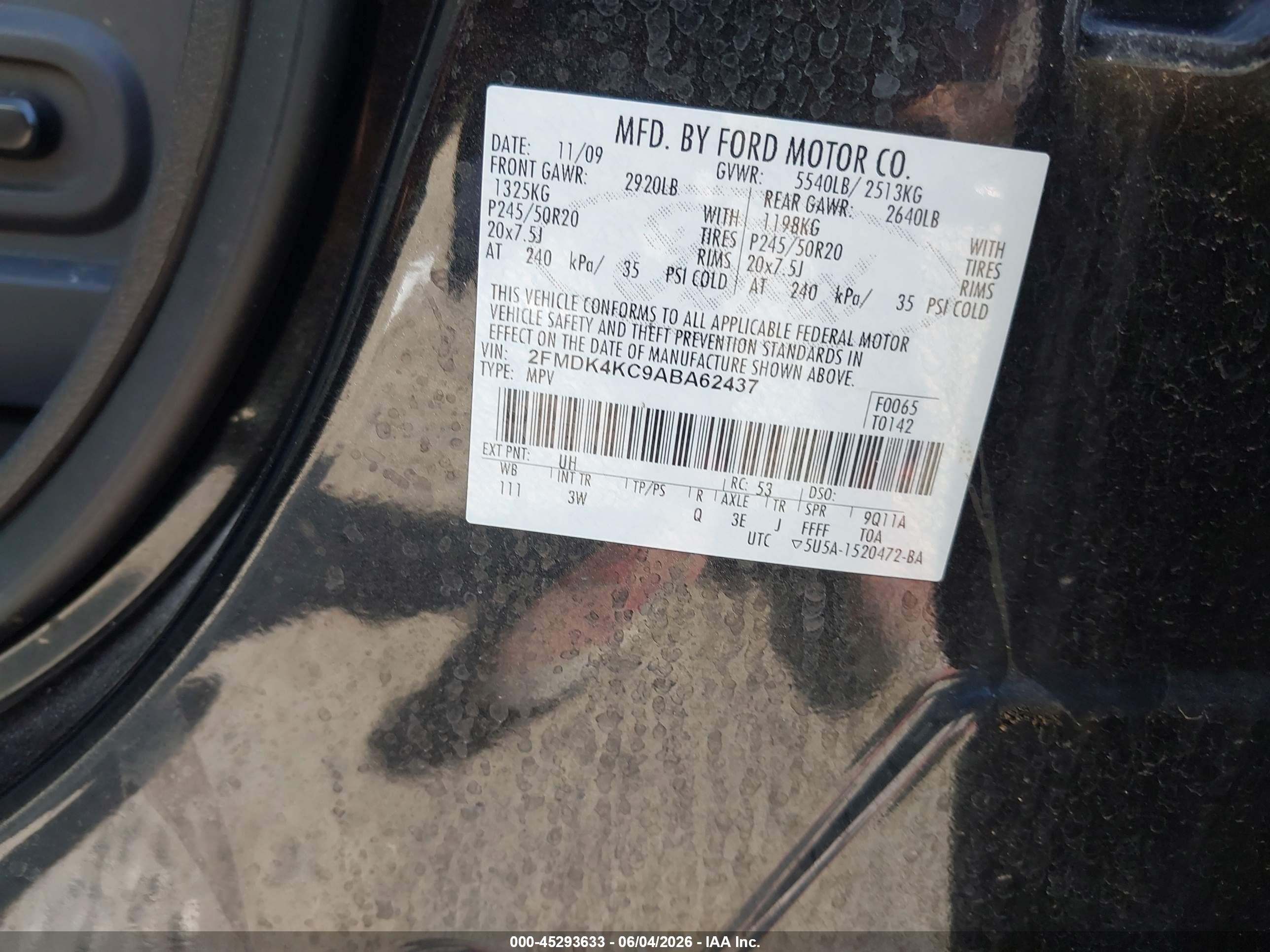 2010 Ford Edge Limited Черный vin: 2FMDK4KC9ABA62437