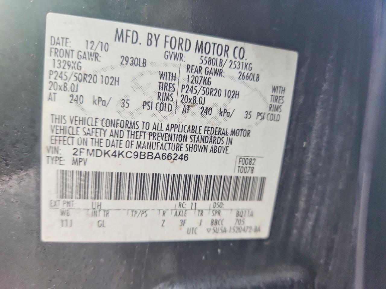2011 Ford Edge Limited Black vin: 2FMDK4KC9BBA66246